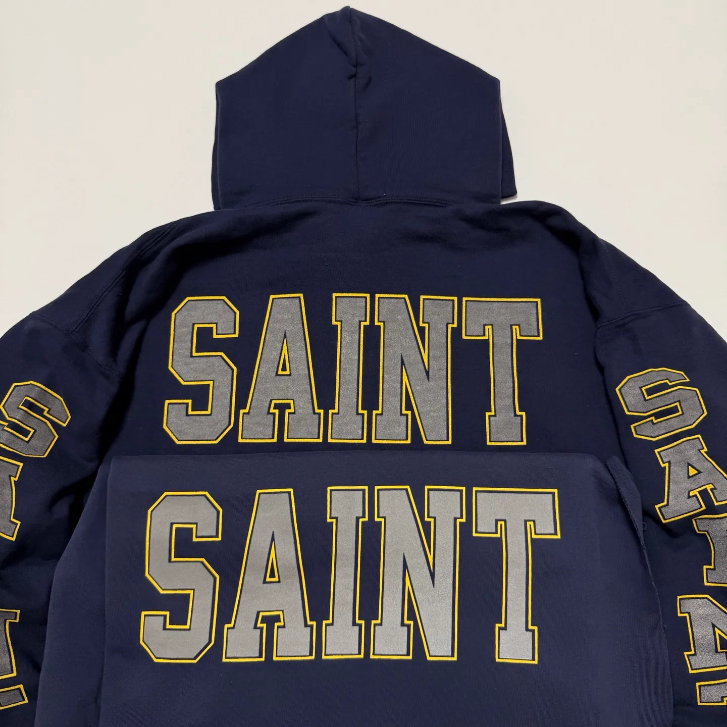 Printing proofing SAINT Mxxxxxx HOODIE/SAINT/NVY reflective angel hoodie blue S-XL original mold opening loose cut comfortable version top printing technology 3M reflective paste best reflective effect in the industry correct version original consistent main mark/wash mark/cherub anti-counterfeiting